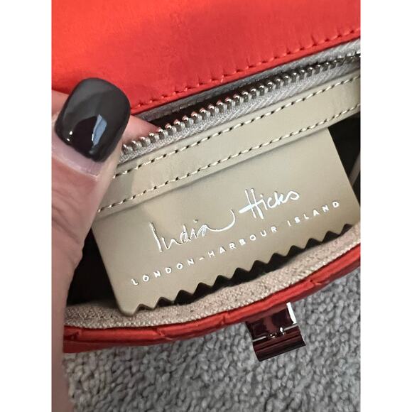 India Hicks Consort Quilted Leather Chain Strap Flap Crossbody Flame Tree NWOT - Picture 10 of 10